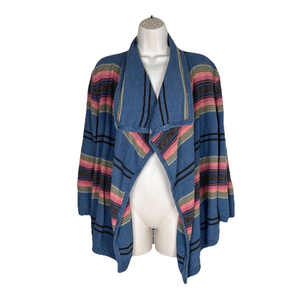 Chaps Ralph Lauren Southwestern Striped Open Cardigan Sweater Sz XL Linen Blend